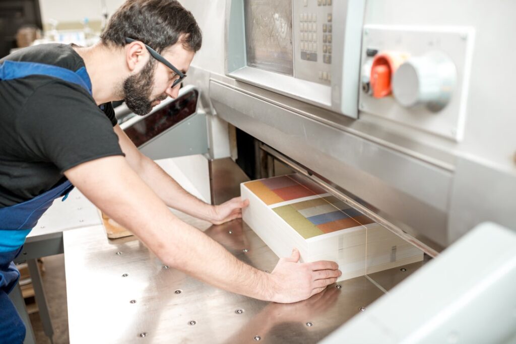 Printing process for direct mail marketing materials like flyers and brochures
